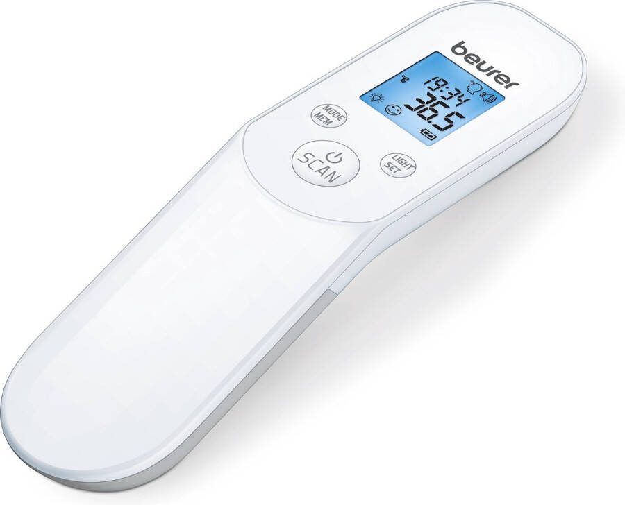 Beurer FT 85 Thermometer lichaam Koortsthermometer Meten omgevings- en oppervlaktetemperatuur Digitaal Infrarood Contactloos Hygiënisch Smiley symbolen 60 Geheugenplaatsen Medisch gecertificeerd 5 Jaar garantie