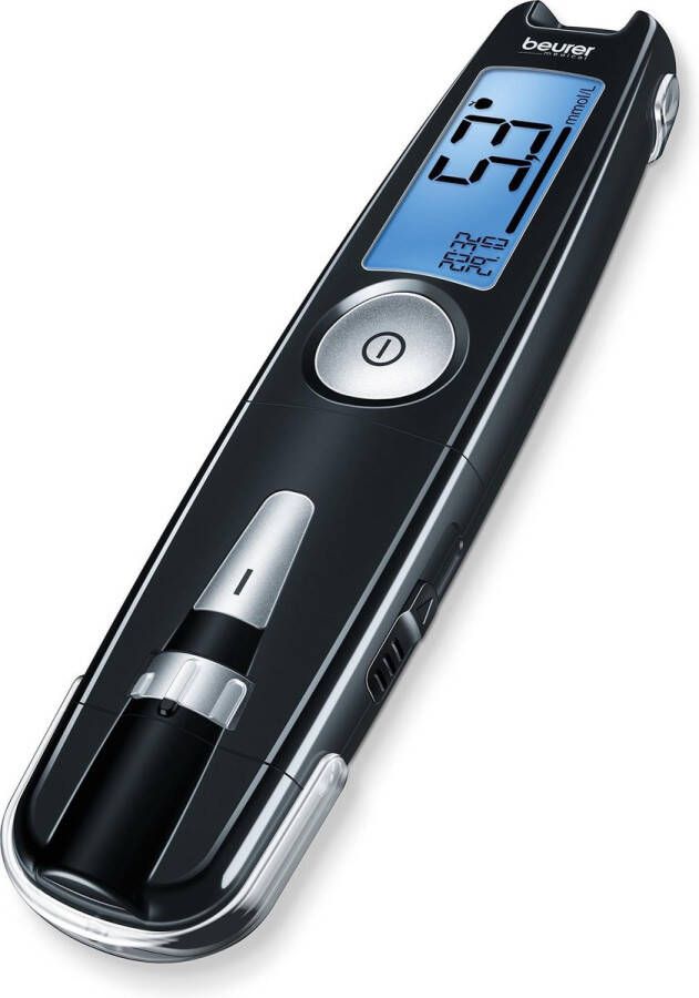 Beurer GL 50 Deep Black mmol l Bloedsuikermeter Bloedglucosemeter Geïntegreerde prikhulp Incl. 10 teststrips 5 lancetten batterijen en etui USB App HealthManager Pro 5 Jaar garantie