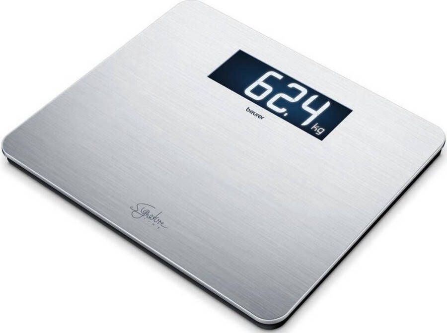 Beurer GS 405 Personenweegschaal Digitaal Veiligheidsglas 8 mm RVS sta-oppervlak XXL verlicht display Tot 200 kg XL weegoppervlak 30 x 35 cm Quick Start Incl. batterijen 5 Jaar garantie