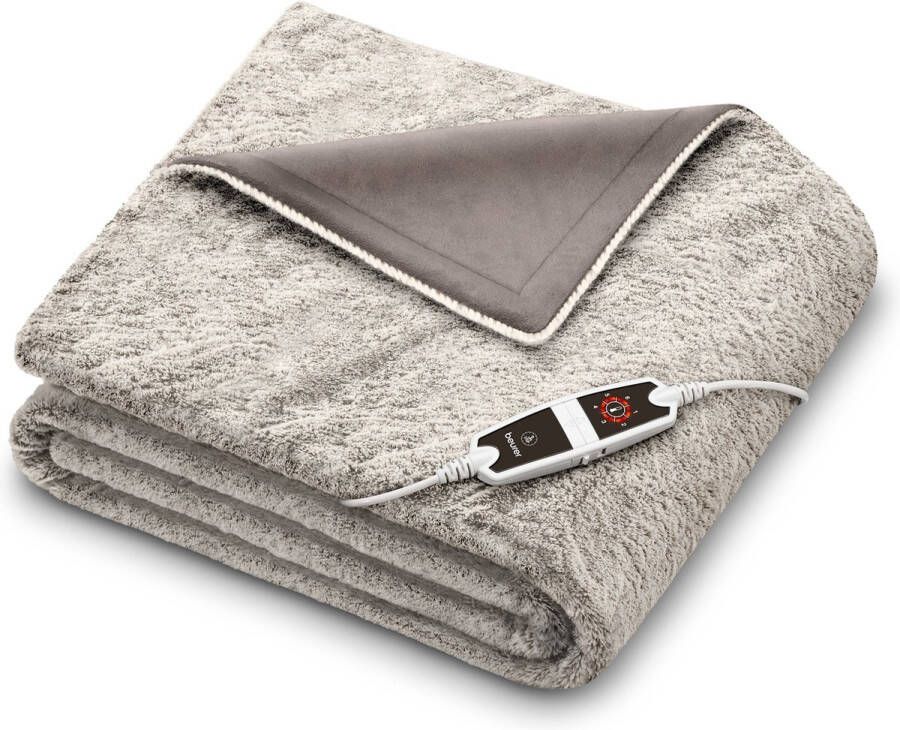 Beurer Warmtedeken XXL 2-Persoons: 200 x 150 cm HD 150 XXL Nordic 6 Warmtestanden Luxe elektrische bovendeken Automatische uitschakeling Ultrazachte fleece Machinewasbaar 3 Jaar garantie Taupe mix