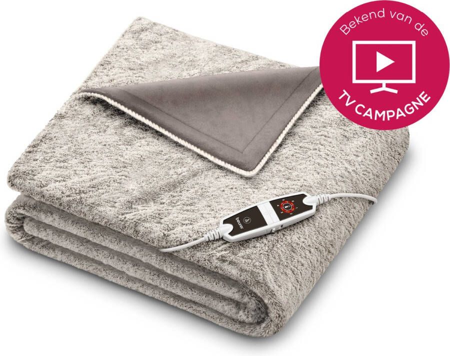 Beurer Warmtedeken XXL 2-Persoons: 200 x 150 cm HD 150 XXL Nordic 6 Warmtestanden Luxe elektrische bovendeken Automatische uitschakeling Ultrazachte fleece Machinewasbaar 3 Jaar garantie Taupe mix