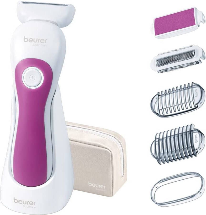 Beurer HL 36 Ladyshave Elektrisch scheerapparaat vrouwen 4 Opzetstukken 2x Trimmer Nat droog Waterresistant LED licht Anti allergeen Incl. oplaadstation borstel en opbergtas 3 Jaar garantie