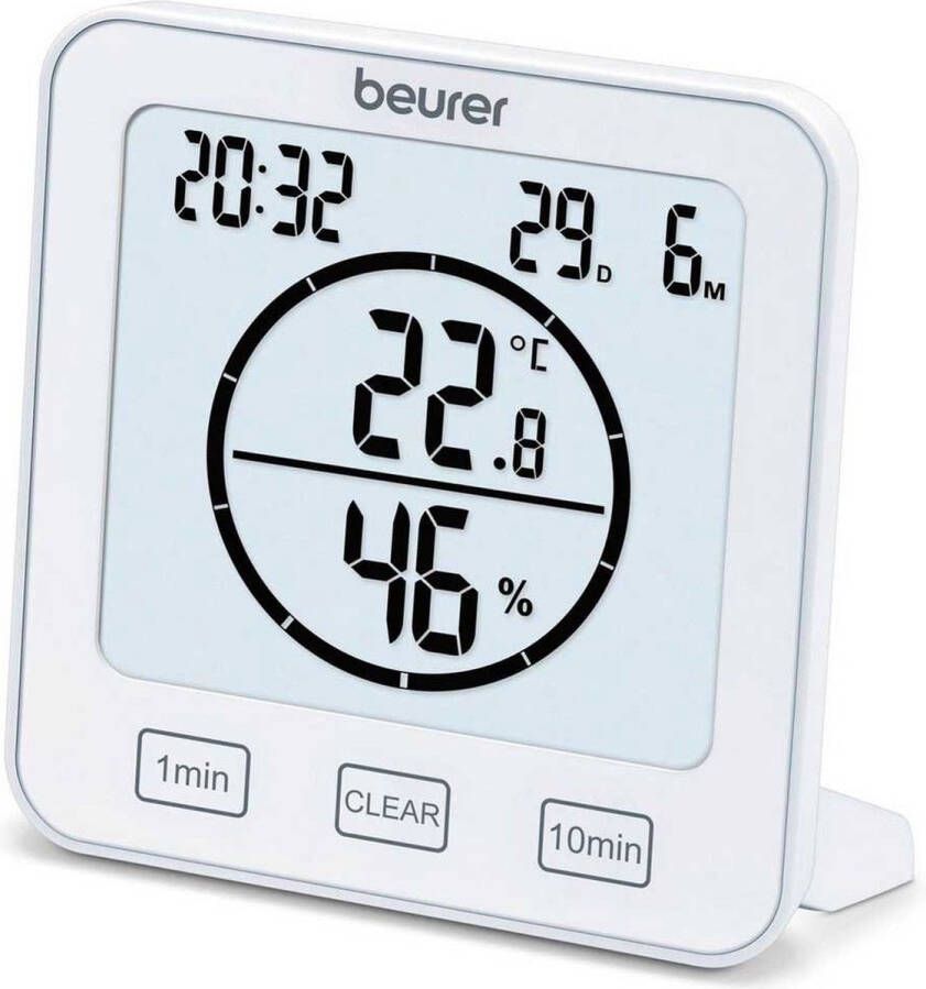 Beurer HM 22 Thermo-hygrometer – Digitaal Thermometer Luchtvochtigheid – Timer Binnen Incl. batterijen – 3 Jaar garantie Wit
