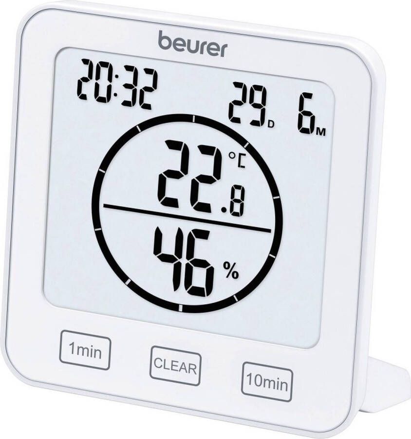 Beurer HM 22 Thermo-hygrometer – Digitaal Thermometer Luchtvochtigheid – Timer Binnen Incl. batterijen – 3 Jaar garantie Wit
