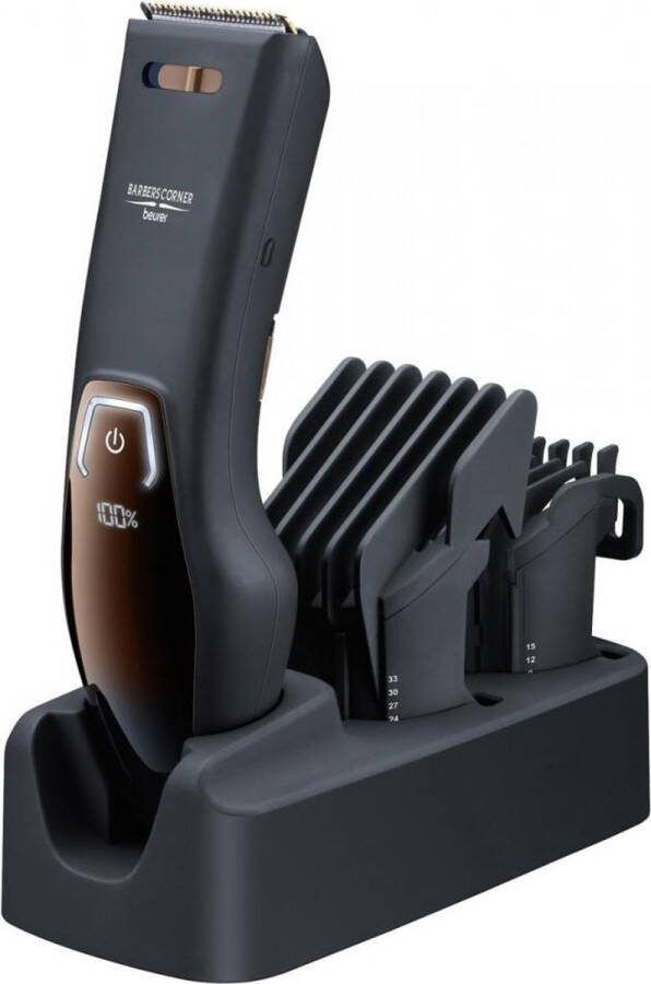 Beurer HR 5000 Tondeuse 2 Opzetkammen 11 Lengtes 5 Precisiestanden Draadloos gebruik Krachtige accu Snel laden 60 min. Waterbestendig (IPX 6) LED display Incl. laadstation 3 Jaar garantie