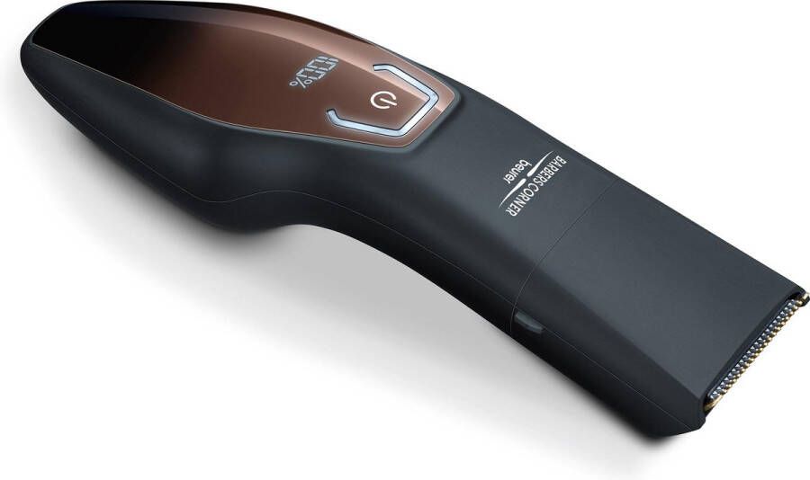 Beurer HR 4000 Baardtrimmer 4 Opzetstukken RVS mesje titanium coating 10 Lengtes 1-27 mm Snelladen 60 min. Spatwaterdicht LED display Draadloos 60 min. netvoeding Incl. adapter borstel olie opbergzakje 3 Jaar garantie