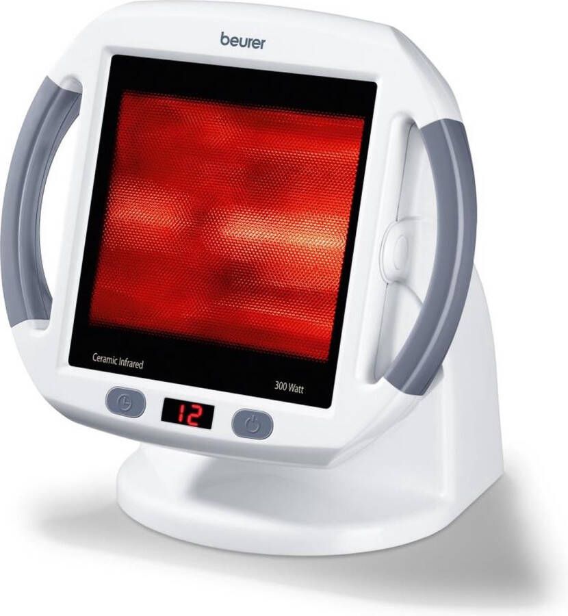 Beurer IL 50 Infraroodlamp XL Bestralingsoppervlak 30 x 40 cm Timer Traploos verstelbare kap Snoer-opwinder 100% UV-blokkering Actieve ventilatie Veiligheidssysteem 300 Watt 3 Jaar garantie