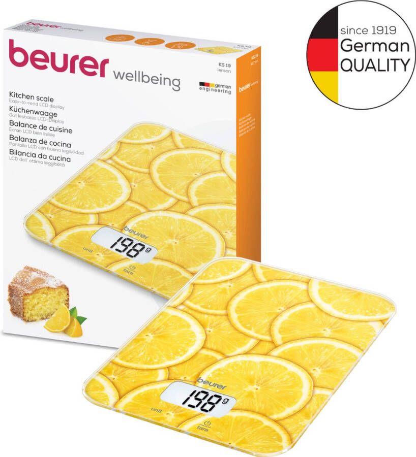 Beurer KS 19 Digitale keukenweegschaal 5 kg Tarra Functie Incl. batterijen 5 Jaar garantie Lemon