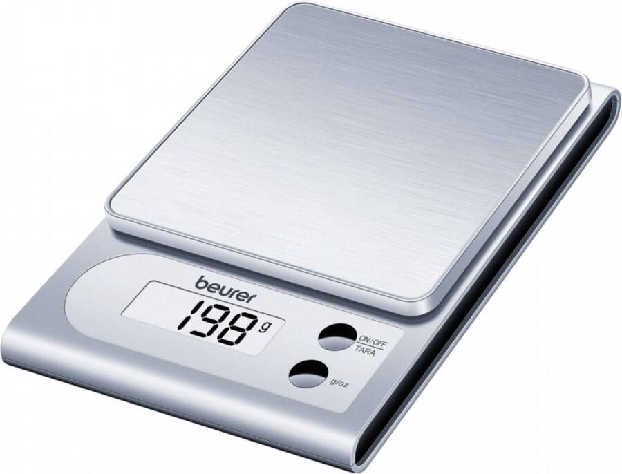 Beurer KS 22 Digitale keukenweegschaal RVS Tot 3 kg Tarra functie Per 1 gram nauwkeurig Incl. batterijen 5 Jaar garantie