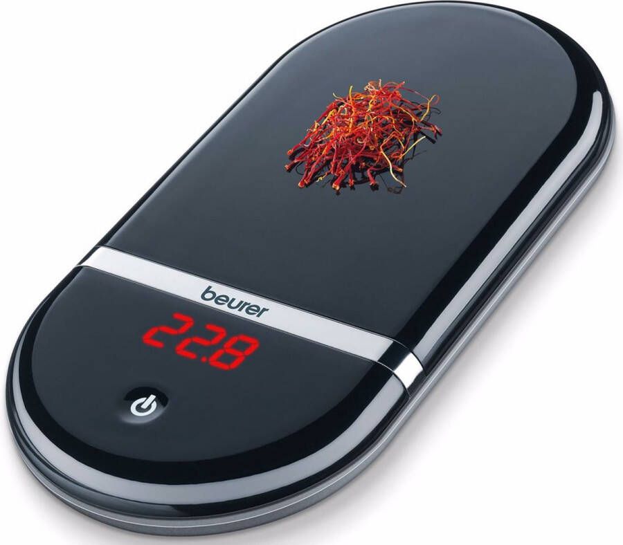 Beurer KS 36 Digitale keukenweegschaal Precisieweegschaal Kalibratie met justeergewicht Op 0.1-0.5 g nauwkeurig Tarra Tot 2 kg Magic LED display Automatische uitschakeling Incl. batterijen 5 Jaar garantie