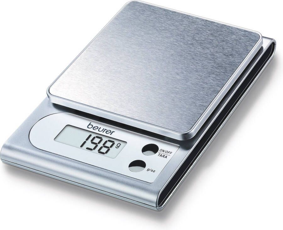 Beurer KS 22 Digitale keukenweegschaal RVS Tot 3 kg Tarra functie Per 1 gram nauwkeurig Incl. batterijen 5 Jaar garantie