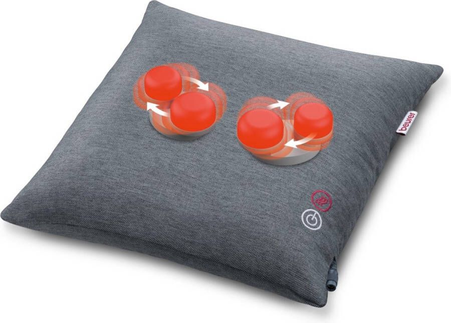 Beurer MG 135 Shiatsu Massagekussen Verwarming 40 x 40 cm 4 Shiatsu Massagekoppen Licht Links en rechts draaiend XL snoer 3 Jaar garantie