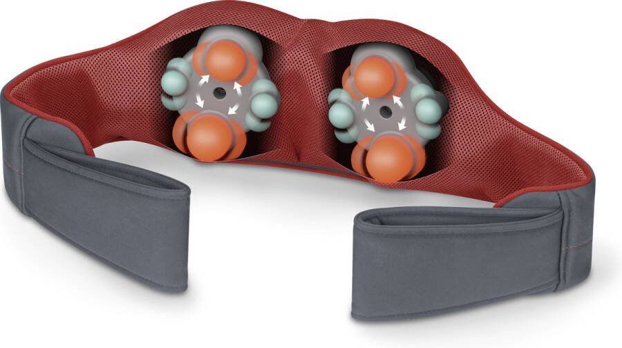 Beurer MG 151 3D Shiatsu Massagekussen Massageband 8 Shiatsu massagekoppen 3 Intensiteitsniveaus Nek rug schouders Licht en Verwarming Lederlook 3 Jaar garantie