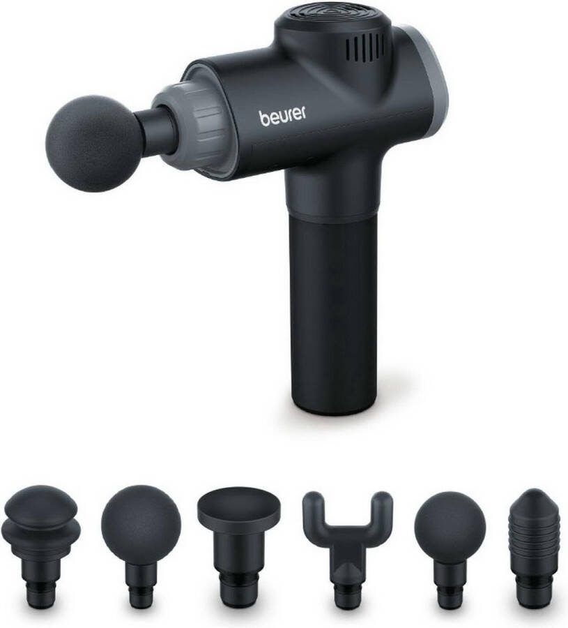 Beurer MG 180 Massage Gun Massageapparaat Triggerpoints 4 Intensiteitsniveaus Tot 3.200 impulsen per minuut 6 Opzetstukken Tot 3 uur draadloos gebruik 3 Jaar garantie