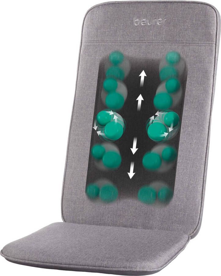 Beurer MG 202 Shiatsu massagestoelkussen Voor thuis en op kantoor 2 intensiteitsniveaus Smalle rug Geschikt voor stoelen banken en bureaustoelen Modern ontwerp