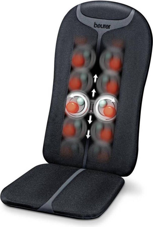 Beurer MG 205 Shiatsu Massagekussen Massagestoel Shiatsu rug-massage 3 Massagezones 6 Massagekoppen Extra dun en licht kussen Verwarming Timer 3 Jaar garantie