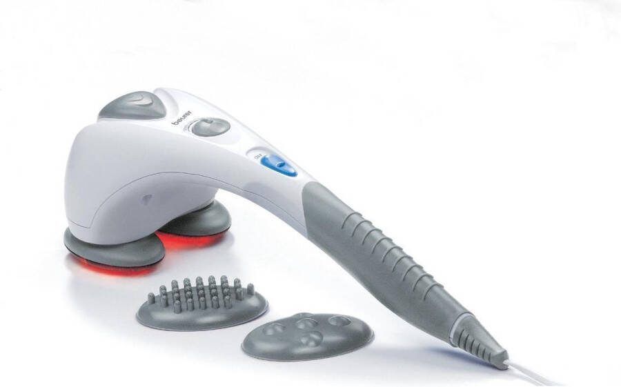 Beurer MG 80 Infrarood massageapparaat – Klopmassage – Dubbele kop – Optie infrarood verwarming – 2 Opzetstukken – 2 Functieniveaus – Antislip handgreep – Intensiteit traploos instelbaar – 3 Jaar garantie
