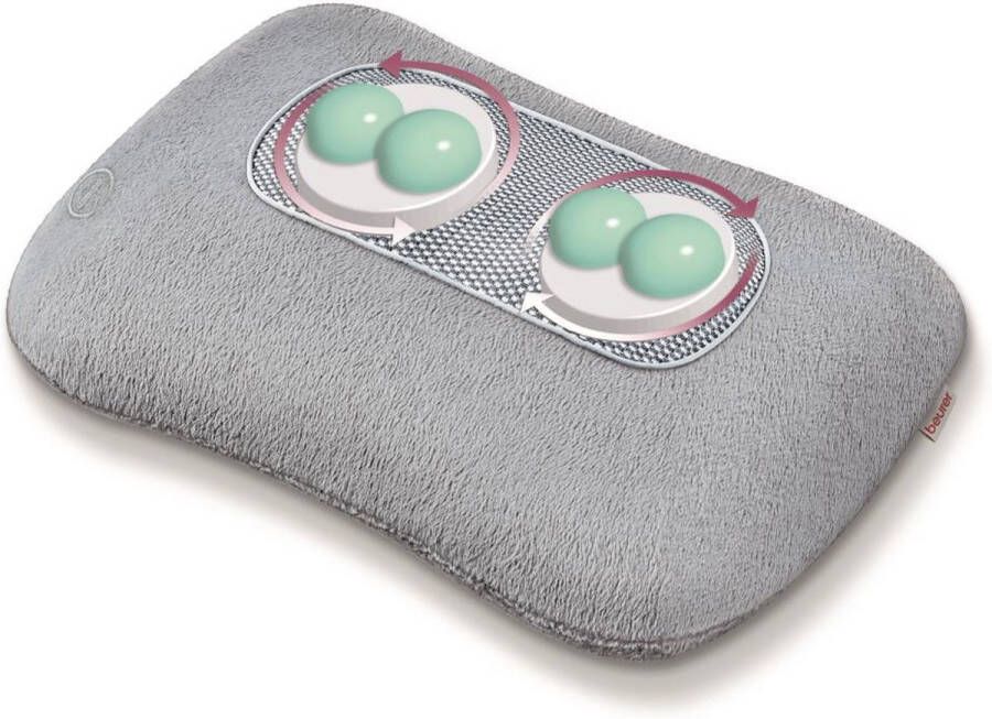 Beurer MG 145 Shiatsu Massagekussen – Infrarood – Verwarming 4 Roterende massagekoppen Nek Rug – Schouders – Cosy Fleece hoes Incl. adapter 12 Watt – 3 Jaar garantie