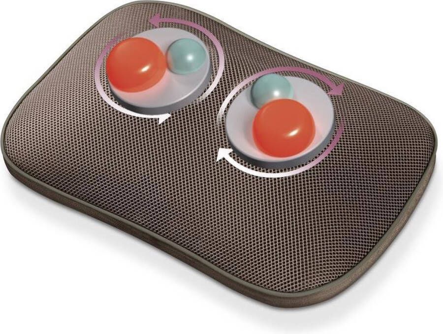 Beurer MG 147 Shiatsu Massagekussen Verwarming Licht Links en rechts draaiend Handschakelaar Wasbare hoes