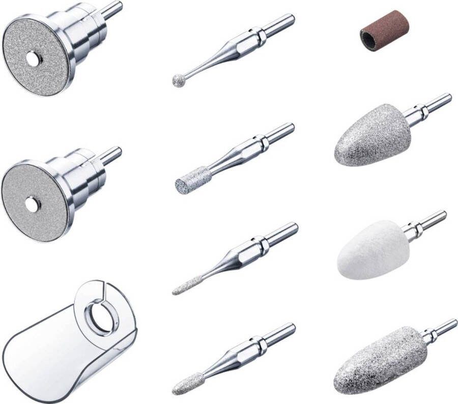 Beurer MP 62 Manicure en pedicure opzetstukken 9 Opzetstukken en beschermkap voor de MP 62 Elektrische Nagelvijl Nagelfrees Manicure- en Pedicureapparaat