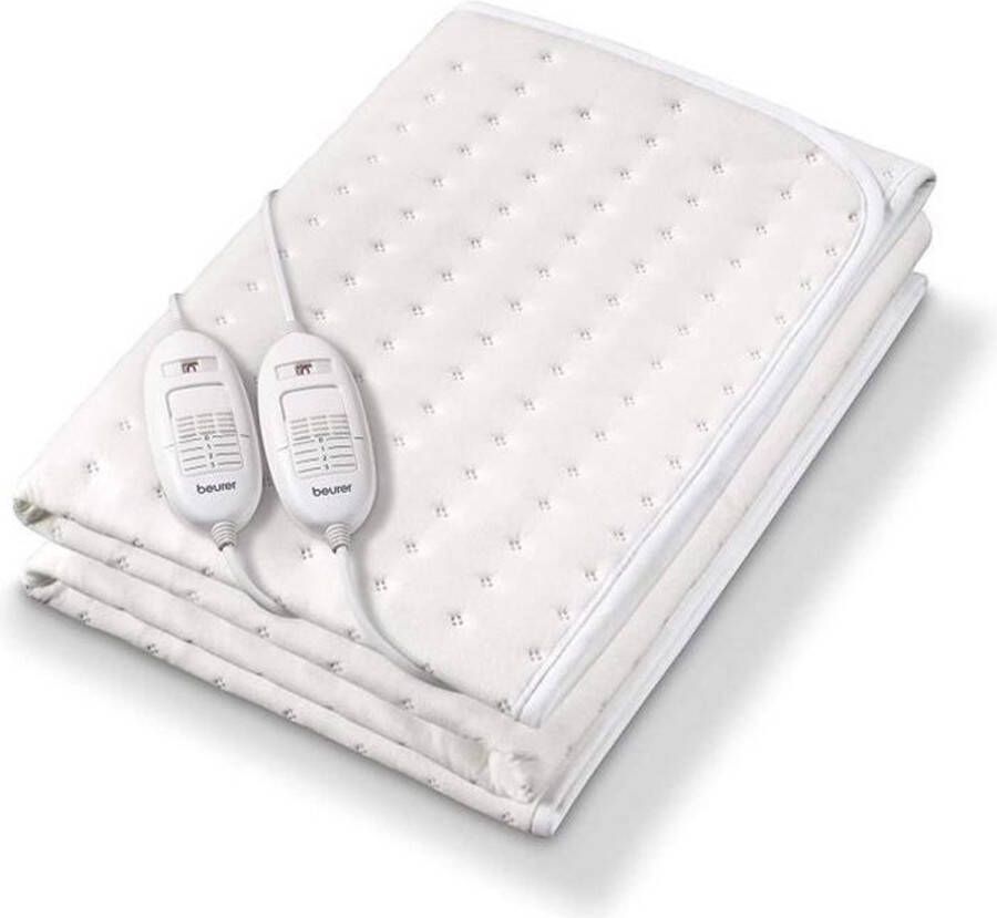 Beurer TS 26 XXL Elektrische deken 2-Pers. onderdeken 150 x 140 cm 2 Zones met elk 3 warmtestanden 2 Schakelaars Fleece Machinewasbaar tot 30 °C 2 x 60 Watt 5 Jaar garantie