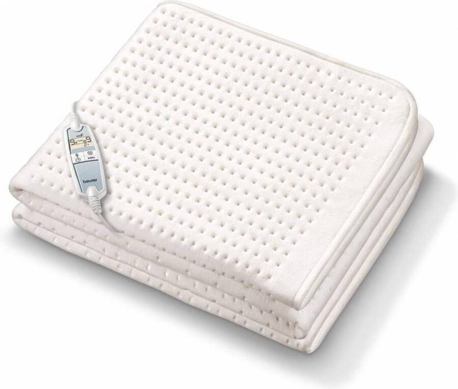 Beurer UB 100 Cosy Elektrische Onderdeken 198 x 92 cm 2 Zones lichaam voeten met elk 9 temperatuurstanden Overtrek Snelle opwarming Automatische uitschakeling Ademend Fleece Verlicht LCD display 5 Jaar garantie