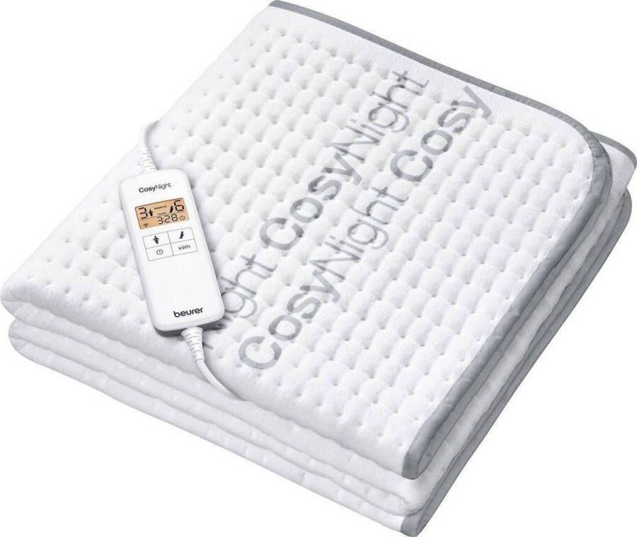 Beurer UB 190 CosyNight Elektrische deken Onderdeken 150 x 80 cm 2 Zones met elk 9 temperatuurstanden Gestuurd via ' CosyNight' app Verlicht LCD display Automatische uitschakeling Katoen fleece Machinewasbaar tot 30 °C