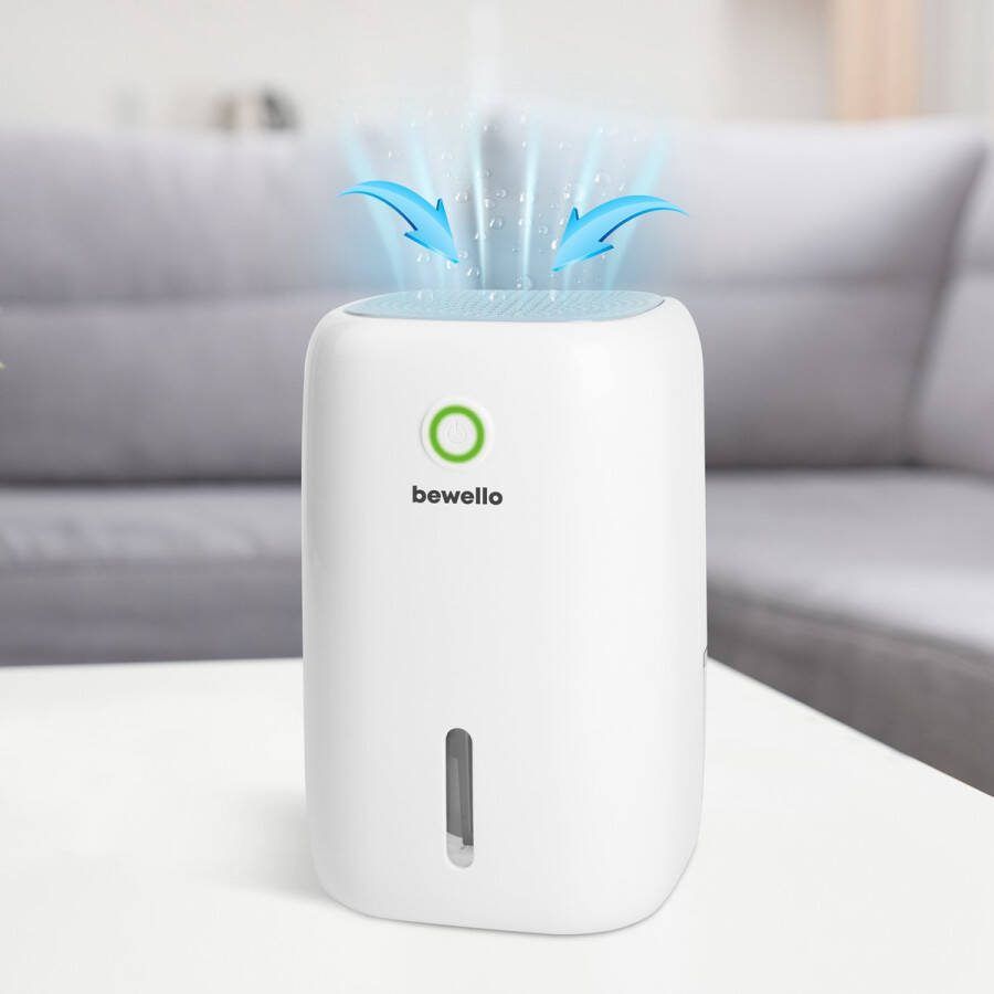 Bewello Elektrische Luchtontvochtiger voor in Huis 800ml Kleine Luchtontvochtiger op Netstroom Geen vulling of tabletten nodig! Lucht ontvochtiger tot 20m2 Compact Klein