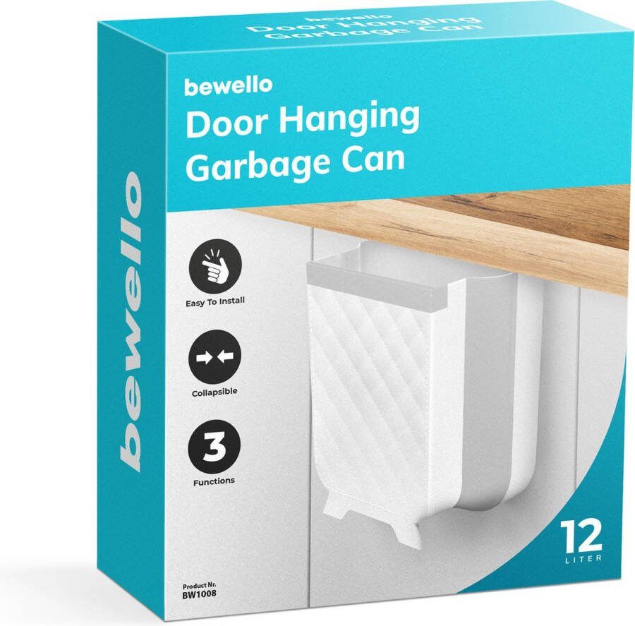 Bewello Hangende Vuilnisbak Kastdeur Inbouw Prullenbak Hangend voor Keukenkast Opvouwbaar 25 x 17 x 28.5 cm