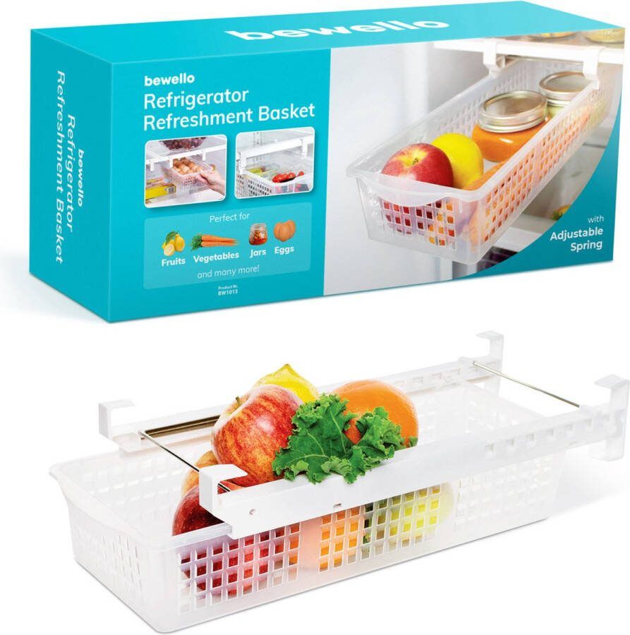 Bewello Koelkast Organizer Hangend 41 x 16 x 9 5 cm Lade Uittrekbaar- Koelkastopbergdoos Koelkastmanden voor groenten of fruit voor Koelkast Kasten Voorraadkast