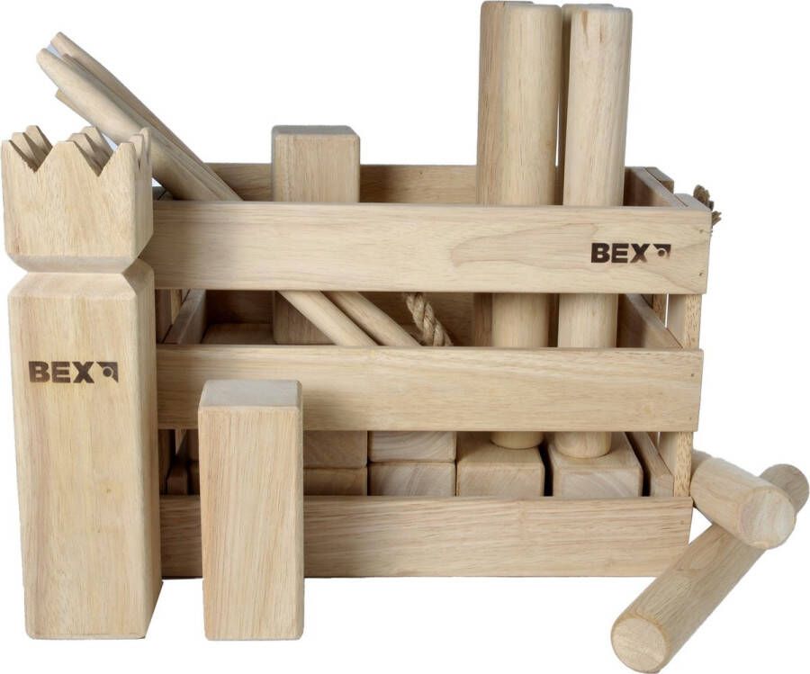 Bex Kubb Viking Original Rubberhout in houten kist