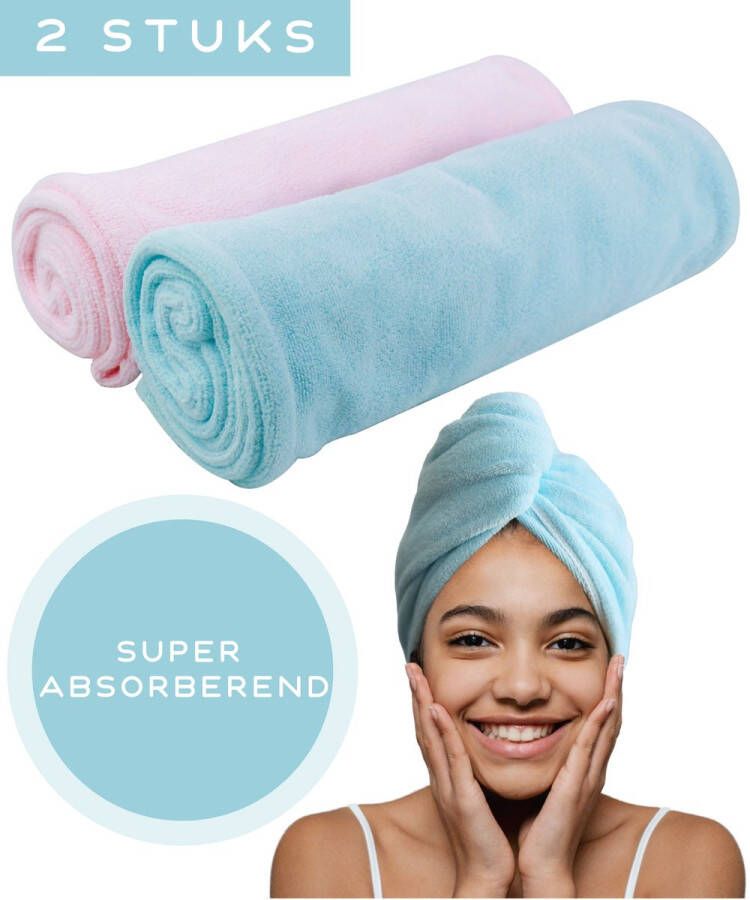 BEYOND STYLE Sneldrogende Microvezel Haarhanddoek Haar Handdoek voor Alle Haartypes Hair Towel Hoofdhanddoek Haartulband 2 Stuks