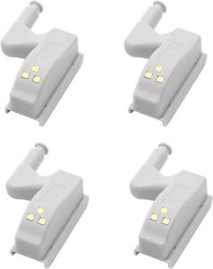 BG4U 8 stuks Automatische LED Kast Verlichting | LED Scharnier Verlichting met Druksensor | Kastverlichting LED Warm Wit | Inclusief batterijen