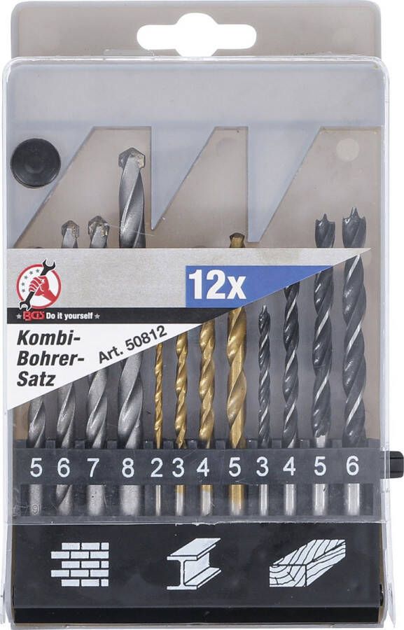 BGS TECHNIC Bgs Boren Set Houtboren Steenboren Metaalboren Set Hss Titanium 2 Mm T m 8 Mm (bgs-50812)