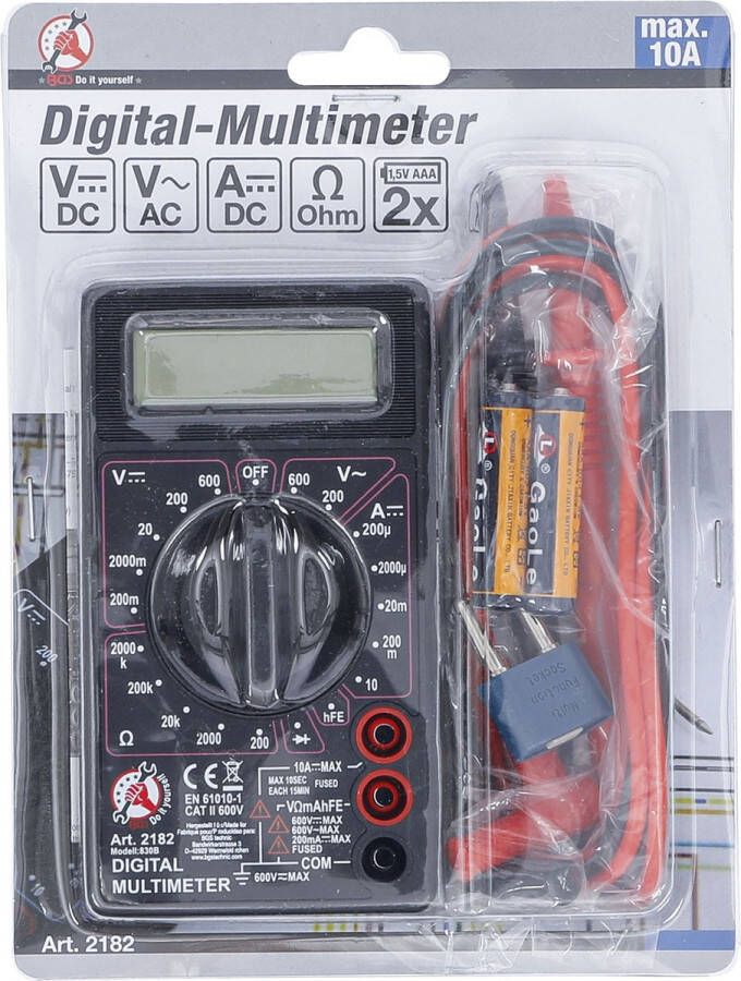 BGS multimeter 3 5 digits LCD Bescherming tegen overbelasting Manuele (draaiknop) selectie