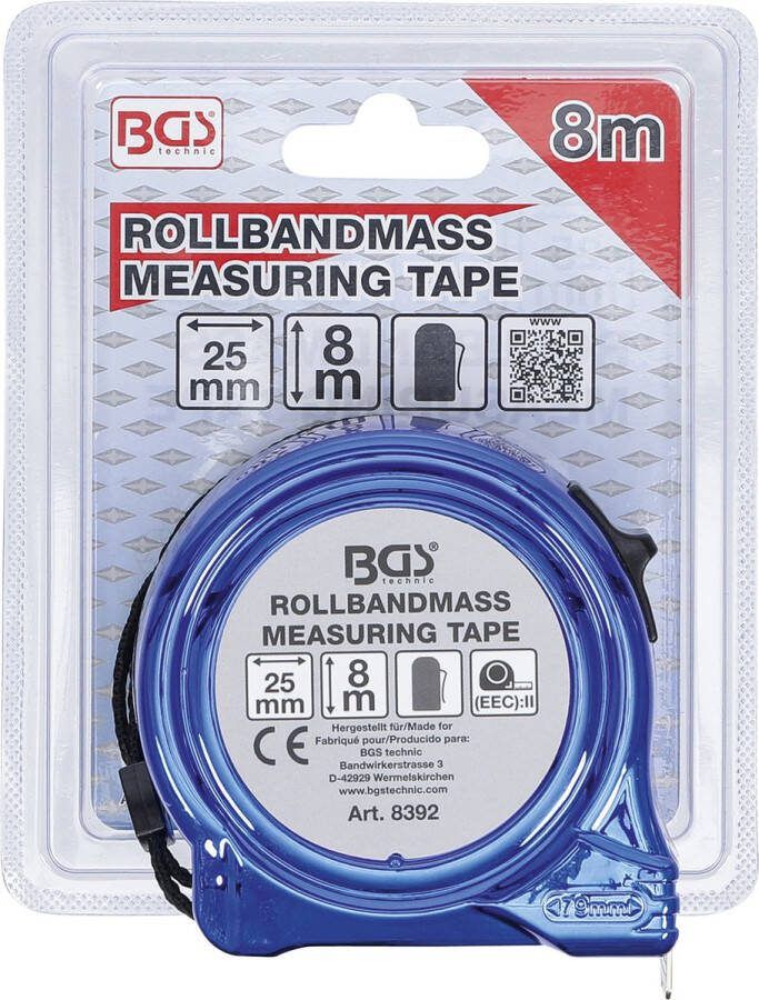 BGS Rolmaat 25 mm x 8 meter