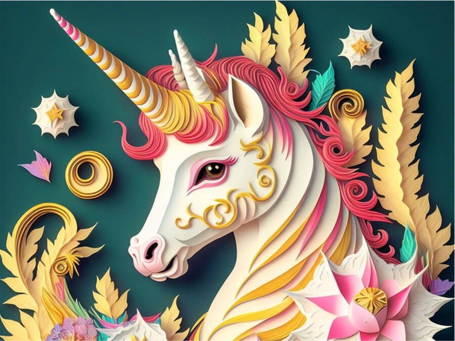 Bi2L Diamond Painting Set Eenhoorn Unicorn Vintage incl. Pen & Wax 30x40cm