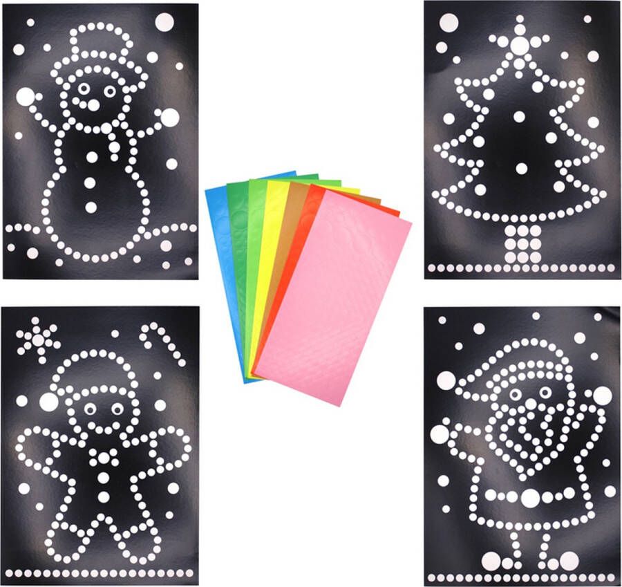 Bi2L Knutselset A4 Fromaat Karton Kerst Thema 4x Voorbeeldplaat 7x Stickervellen DIY Hobby Kind 3+