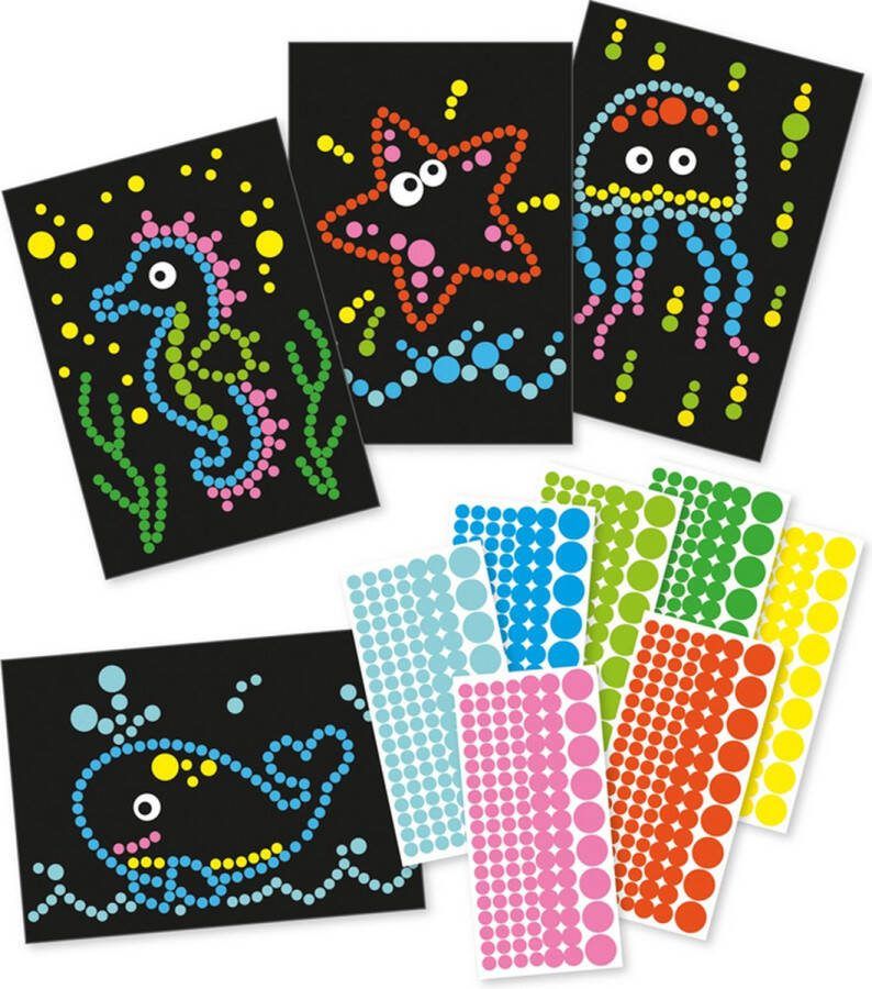 Bi2L Knutselset A4 Fromaat Karton Zeeleven 4x Voorbeeldplaat 8x Stickervellen DIY Hobby Kind 3+