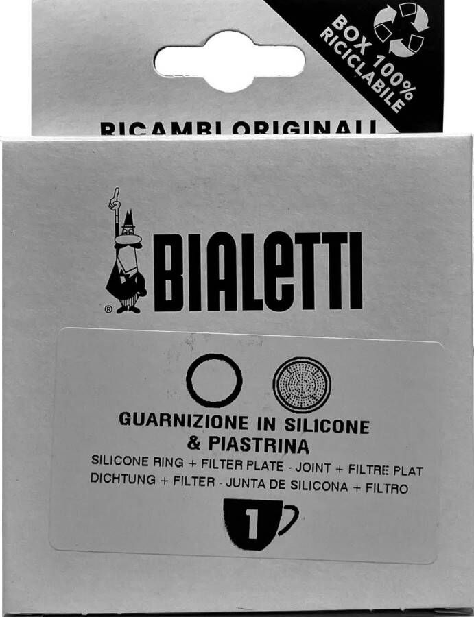 Bialetti Aluminium Filterplaatje + 1 Siliconen Ring voor aluminium 1 kops percolators
