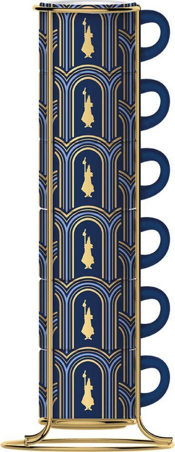 Bialetti Deco Glamour Espresso Kopjes in rek Blauw 6 stuks 90ml