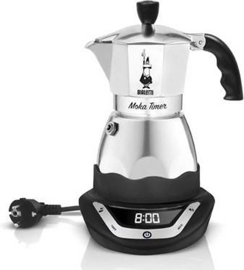 Bialetti Moka Easy Timer percolator Elektrische espressomaker Aluminium 6 kops