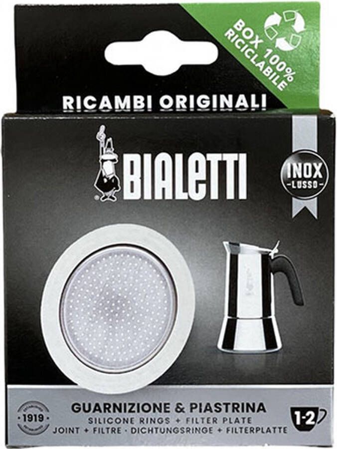 Bialetti Filterplaatje + Siliconen Ring voor 2 kops RVS percolators