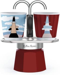 Bialetti Mini Express Magrite Set met 2 kopjes
