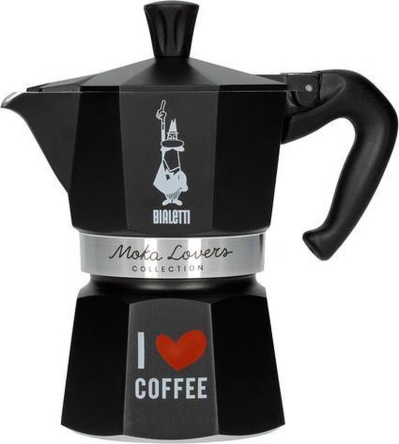 Bialetti Moka Express I Love Coffee Percolator Zwart 3 kops 150ml