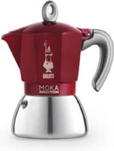 Bialetti New-Moka-Induction Koffiemaker Rood Voor 6 Kopjes en Yourkitchen E-kookboek