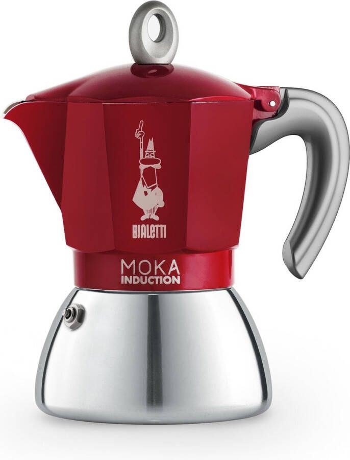 Bialetti New Moka Induction koffiezetapparaat rood zwart grijs 6 kopjes