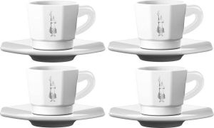 Bialetti Perfetto Espresso Kop en Schotel Wit set van 4 stuks