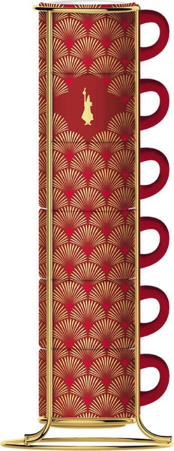 Bialetti Set van 6 koffiekopjes Deco Glamour Rood Porselein 90 ml
