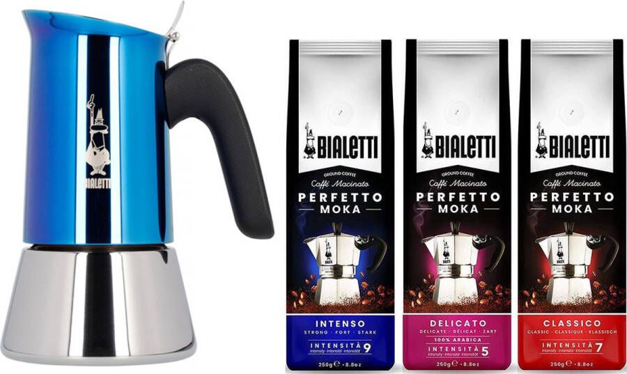 Bialetti Venus Blue Percolator 6 kops + koffiepakket 3 x 250gr